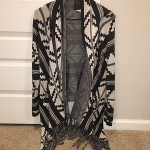 Black and white long cardigan
